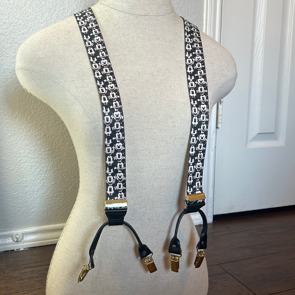 Gold Suspenders with Mickey Mouse Design